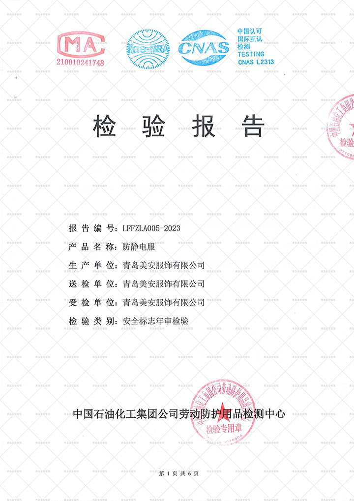 劳安年检乐鱼官网登录服二连体检测报告（东营）-1