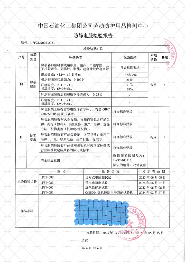 劳安年检乐鱼官网登录服二连体检测报告（东营）-7